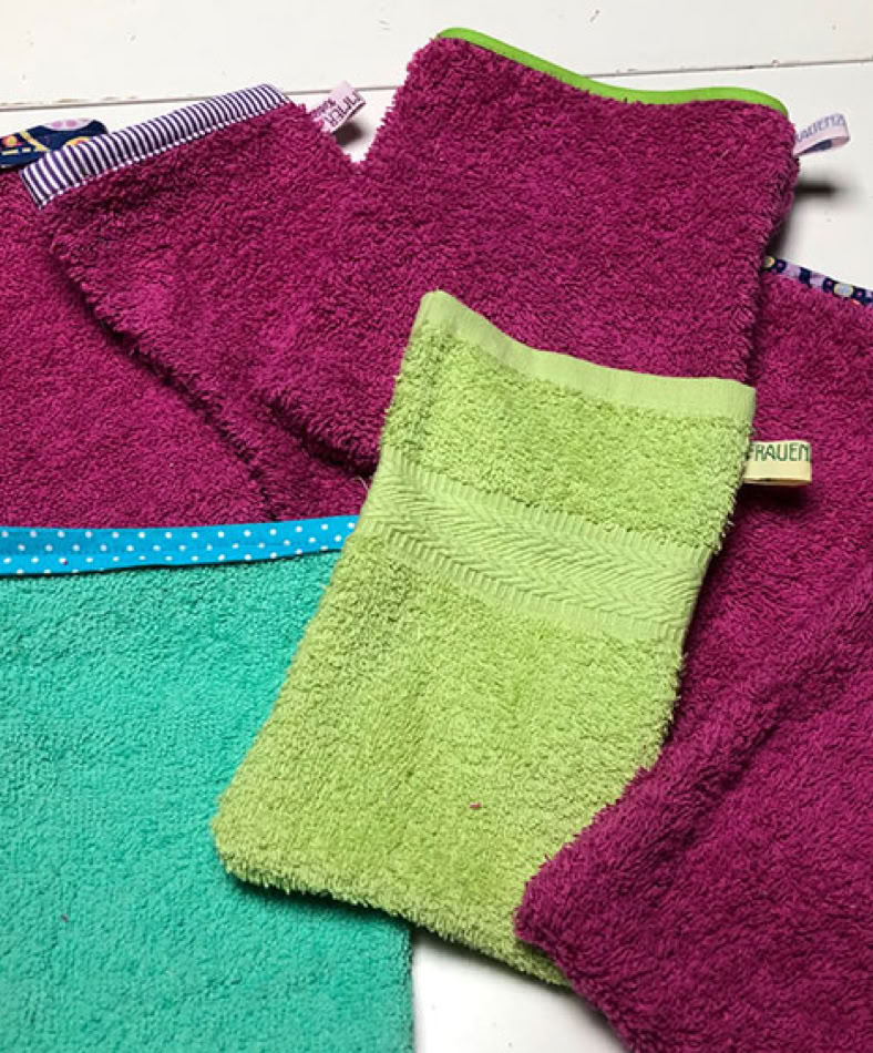 selbstgenähte Waschlappen angeregt von Äußerungen des Grünen Ministers Kretschmann